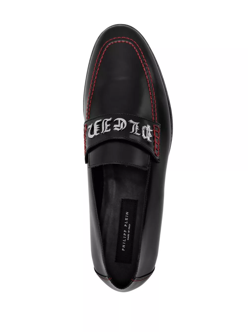 Affordable Philipp Plein logo-lettering leather loafers Men 0129