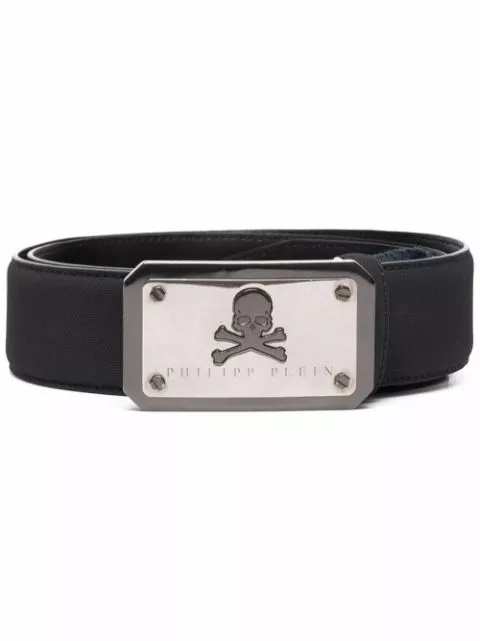 Cheap Philipp Plein logo-plaque leather belt Men 0117