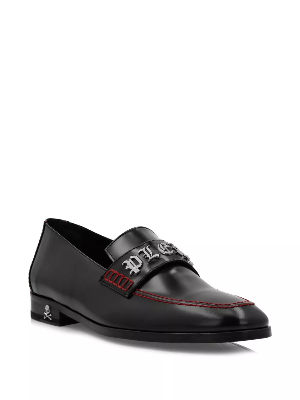 Affordable Philipp Plein logo-lettering leather loafers Men 0129