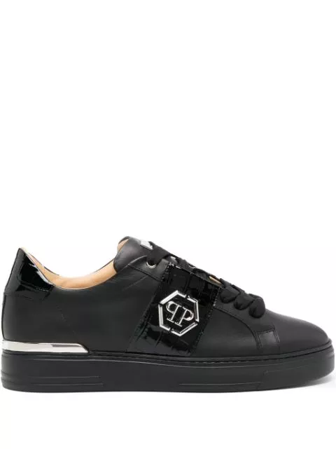 Affordable Philipp Plein logo-plaque leather sneakers Men 0118