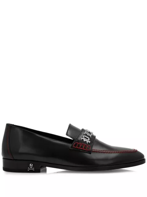 Affordable Philipp Plein logo-lettering leather loafers Men 0129