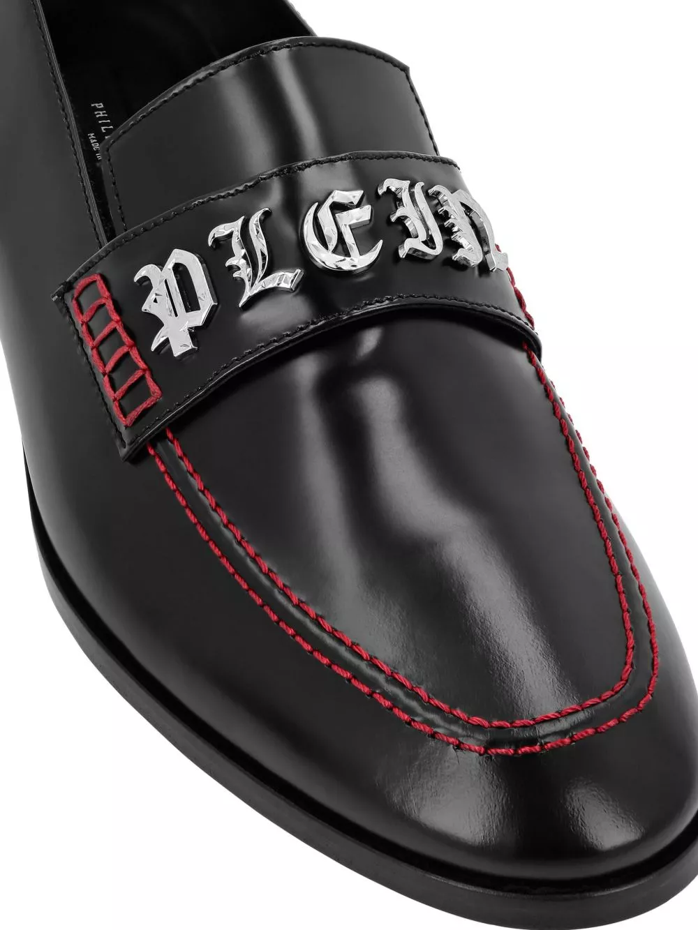 Affordable Philipp Plein logo-lettering leather loafers Men 0129