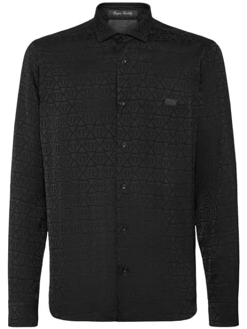 Affordable Philipp Plein monogram-jacquard button-up shirt Men 0130