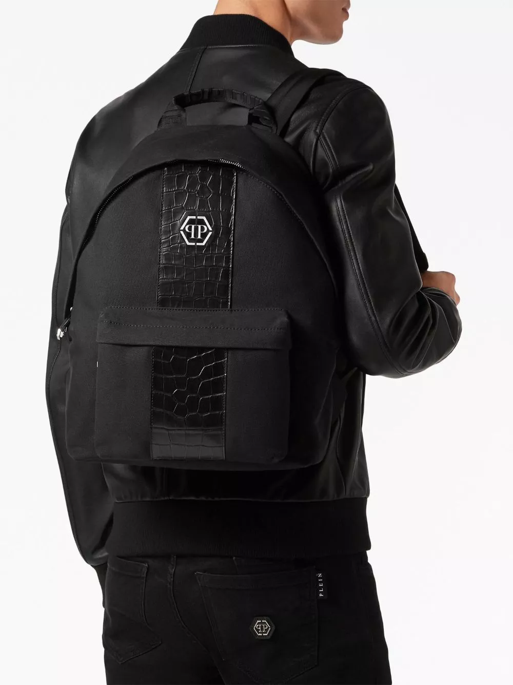 Cheap Philipp Plein logo-plaque zip-up backpack Men 0206